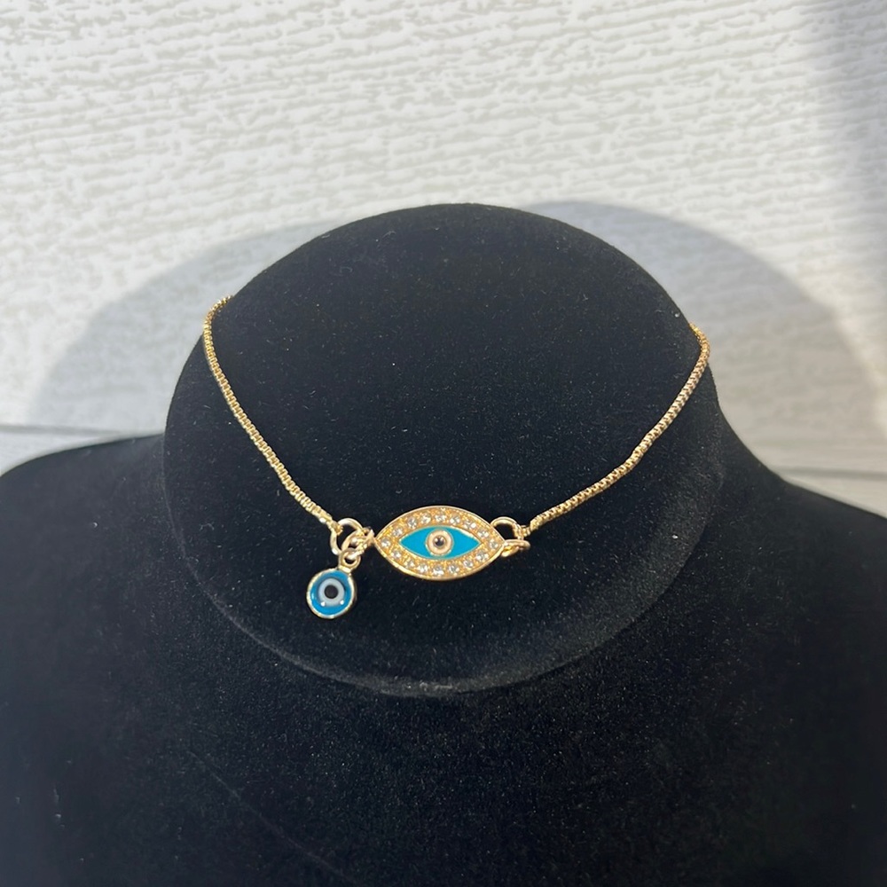 ✨Teal & Gold Evil Eye Bracelet✨ NEW INVENTORY!!